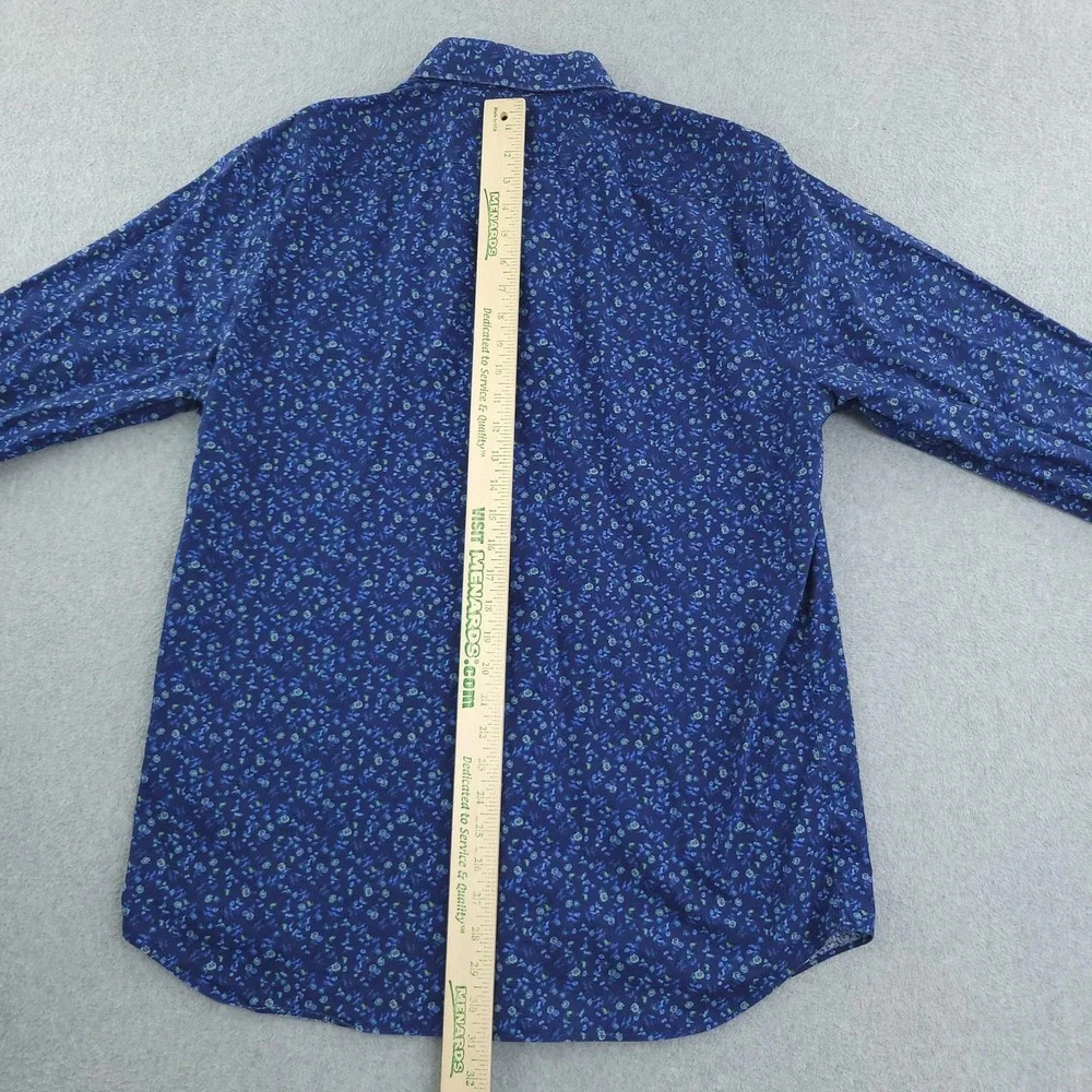 Banana Republic Dress Shirt Mens XL Blue Floral Slim Fit Non Iron Long Sleeve